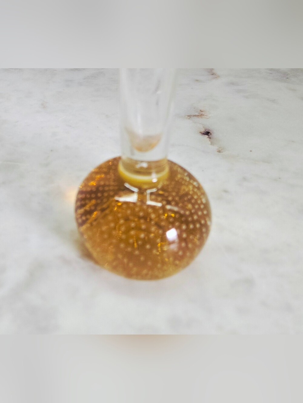 6 inch Amber Bubble Base Glass Bud Vase - Clear Stem - Picture 2 of 2